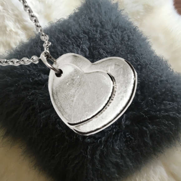 Jewelry - .Sterling Silver Hearts Pendant with Stainless Steel Necklace